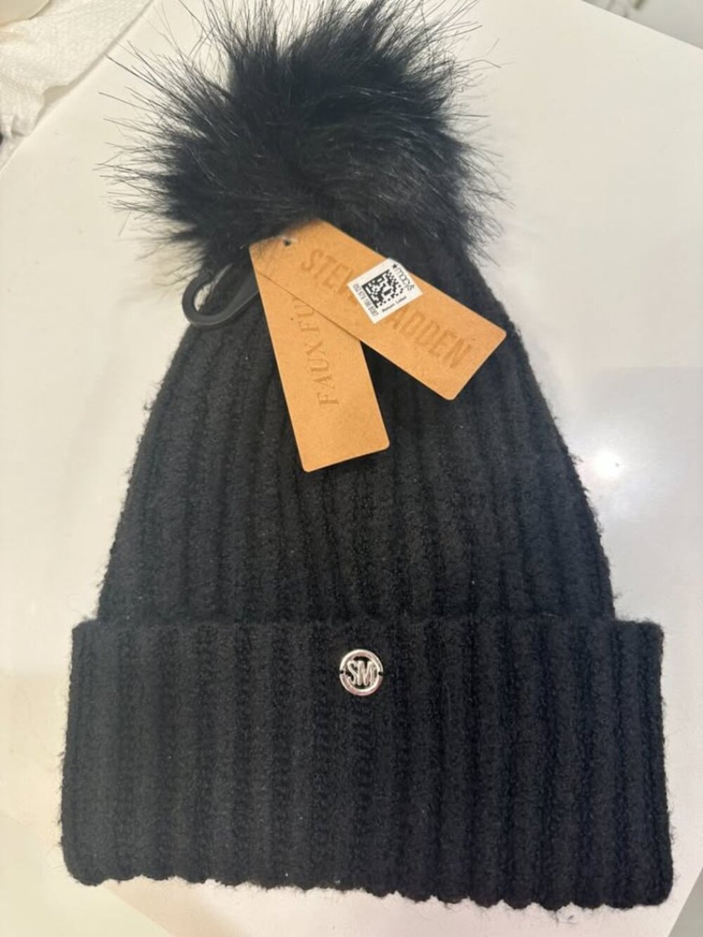 Steve Madden Faux Fur Pom Beanie